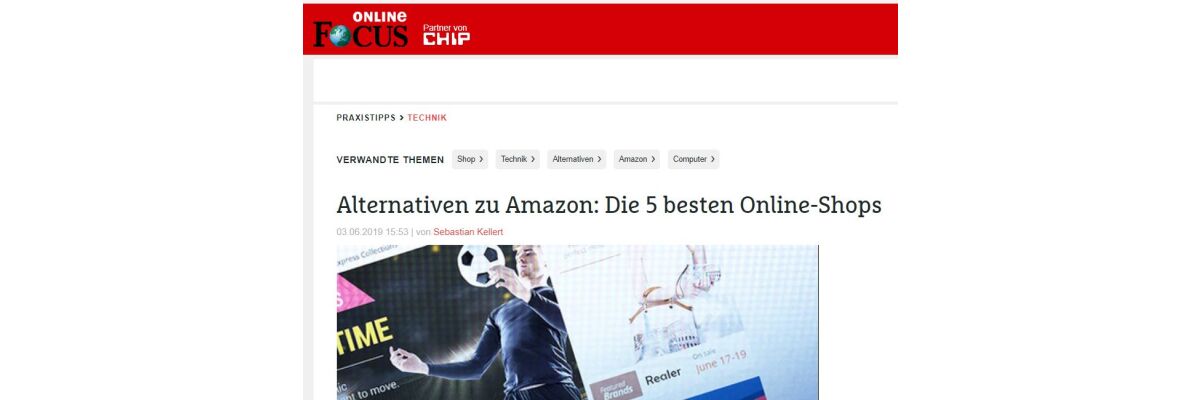 Kivanta im FOCUS: &amp;quot;Alternativen zu Amazon: Die 5 besten Online-Shops&amp;quot; - 