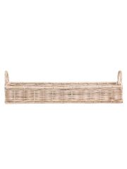 Rattan Tablett mit geflochtenen Griffen / eckig