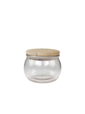 Bauchiges Aufbewahrungsglas mit Holzdeckel -...