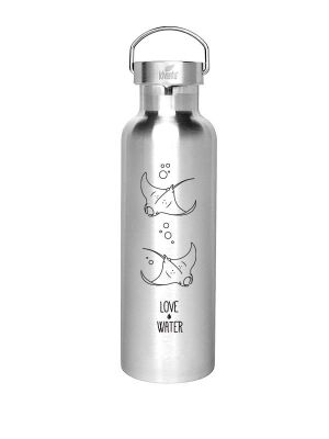 Kivanta 700 ml isolierte Edelstahl Trinkflasche - LOVE WATER (Manta)