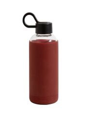 Nordal Glasflasche mit Silikonh�lle - 475 ml / dunkelrot