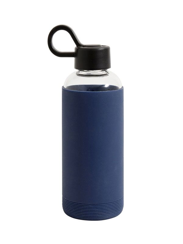 Nordal Glasflasche mit Silikonhülle - 475 ml / dunkelblau