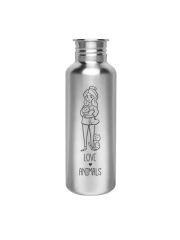 Kivanta 750 ml Edelstahl Trinkflasche (ohne Deckel) | LOVE ANIMALS (Katze)