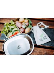Kivanta Brotdose XL - Edelstahl Lunchbox mit Clips und Wunschgravur