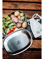 Kivanta Brotdose XL - Edelstahl Lunchbox mit Clips und Wunschgravur