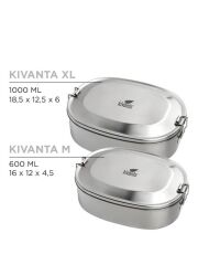Kivanta Brotdose XL - Edelstahl Lunchbox mit Clips und Wunschgravur