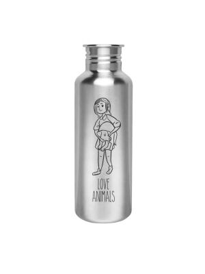 Kivanta 750 ml Edelstahl Trinkflasche (ohne Deckel) | LOVE ANIMALS (Grumpy Dog)