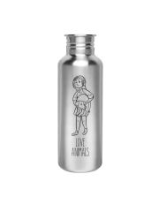 Kivanta 750 ml Edelstahl Trinkflasche (ohne Deckel) | LOVE ANIMALS (Grumpy Dog)