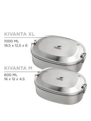 Kivanta Brotdose XL aus 18/8 Edelstahl - Lunchbox mit Clips 2er Set