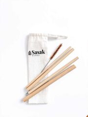 Sasak Strohhalm-Set mit Bürste