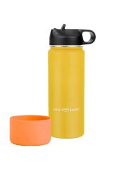 LunchBuddy 530 ml Wide &quot;Kids M&quot; Isolierflasche mit Tube-Deckel + Silikonschutz - Sonnengelb