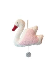 Frottee Spieluhr "Schwan" von Goodies of Desire - weiß/rosa