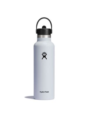 Hydro Flask 21 oz (621 ml) Standard Mouth isolierte Trinkflasche mit Flex Straw Cap - White
