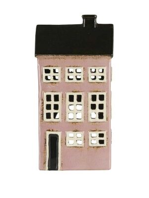 IB Laursen Haus "Nyhavn" fürTeelicht - rosa mit schwarzem Dach