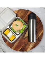 Ecococoon - Bento Lunchbox auslaufsicher aus Edelstahl mit 2 F&auml;chern / grape
