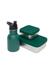 Petit Monkey Edelstahl Brotdose (Gr&ouml;&szlig;e S) mit Silikondeckel - Pine