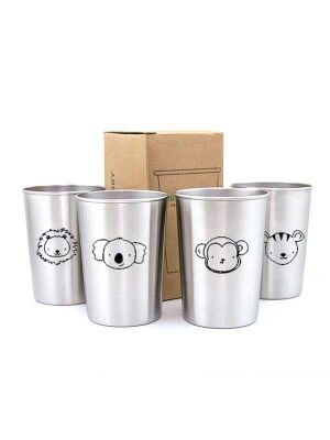 LunchBuddy Edelstahl Becher 300 ml 4er Set - exotische...