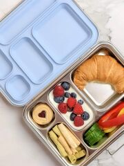 Ecococoon - Bento Lunchbox auslaufsicher aus Edelstahl mit 5 Fächern / Blueberry