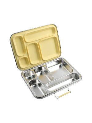 Ecococoon - Bento Lunchbox auslaufsicher aus Edelstahl mit 5 Fächern / Lemon