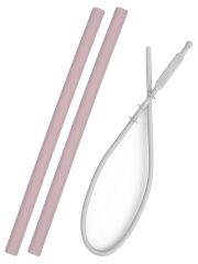 minikOiOi "Flexi Straws" 2er Set Trinkhalme mit Bürste -  pink