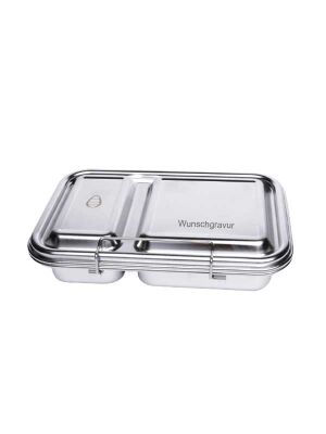 Ecococoon Bento Lunchbox auslaufsicher aus Edelstahl mit 2 Fächern - inkl. Wunschgravur