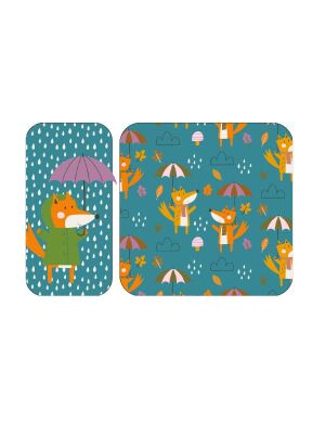 LunchBuddy Magnete für Brotdose Duo - Fuchs im Regen