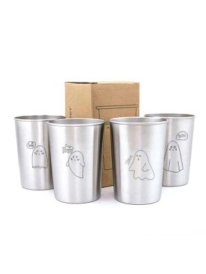 LunchBuddy Edelstahl Becher 300 ml 4er Set - Geister...