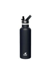 Kivanta 700 ml isolierte Edelstahlflasche inkl. Classic Tube Sporttrinkverschluss (schwarz)