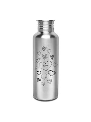 Kivanta 750 ml Edelstahl Trinkflasche (ohne Deckel) | Herzen (inkl. Personalisierung)