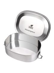 Kivanta Brotdose XL - Edelstahl Lunchbox mit Clips und Wunschgravur / 15 Schriftarten