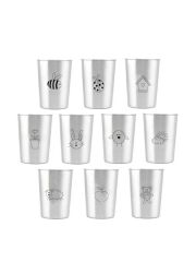 LunchBuddy Edelstahl Becher 300 ml 10er Set - Doodle 2