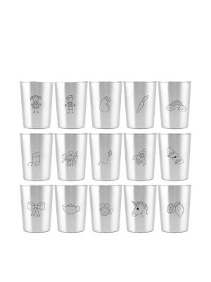 LunchBuddy Edelstahl Becher 300 ml 15er Set - Doodle 3