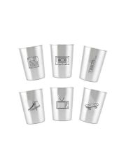 LunchBuddy Edelstahl Becher 300 ml 6er Set - 80s 1