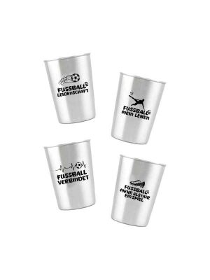 LunchBuddy Edelstahl Becher 300 ml 4er Set - Fußball Edition