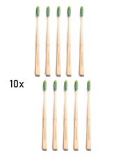 WooBamboo Bambus Zahnbürste - schmaler Handgriff, Härte Mittel / 10er Set