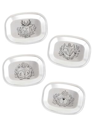 Edelstahl Deckel für Kivanta Lunchbox M 4er Set - LOVE WOOD (royal)