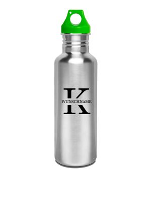 Kivanta 750 ml Trinkflasche inkl. Loop-Cap und Wunschgravur / Monogramm "Klassik"