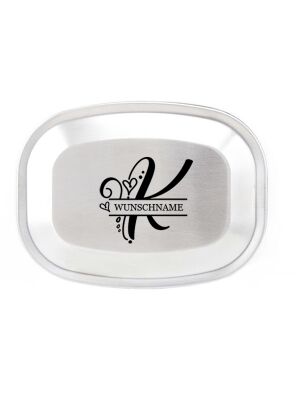 Edelstahl Deckel für Kivanta Lunchbox XL - Monogramm "Romantik"
