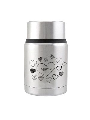Kivanta Edelstahl Isolierbehälter 450 ml mit Becher | Herzen (inkl. Personalisierung)