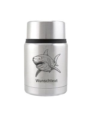 Kivanta Edelstahl Isolierbehälter 450 ml mit Becher | Hai (Motiv personalisierbar)
