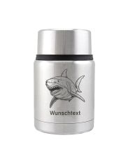 Kivanta Edelstahl Isolierbehälter 450 ml mit Becher | Hai (Motiv personalisierbar)