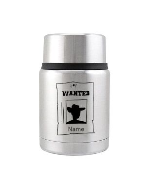 Kivanta Edelstahl Isolierbehälter 450 ml mit Becher | Wanted (Motiv personalisierbar)