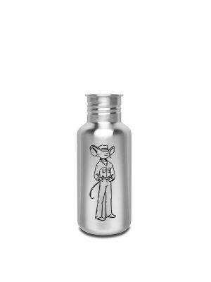 Kivanta 500 ml Edelstahlflasche (ohne Deckel) - Cowboy & Cowgirl Maus