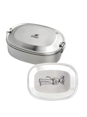 Kivanta Brotdose XL aus Edelstahl | Cowboy / Cowgirl Maus + extra neutraler Deckel (personalisierbar)