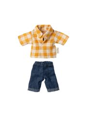 Maileg Mum & Dad Mouse - gelb kariertes Hemd + Jeans für Vater & Opa Maus