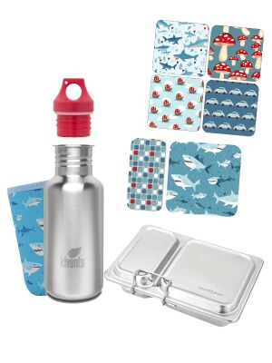 LunchBuddy Lunchbox Duo, Flasche & Zubehör - Hai