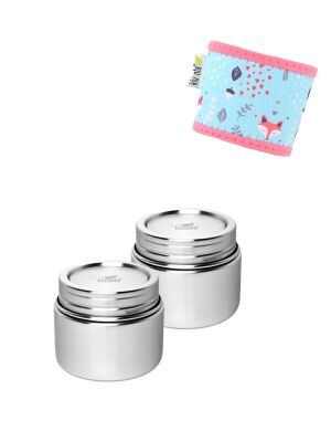 Kivanta Behälter - S / 2er Set mit Hülle zum Überstülpen (Pastel Fox)