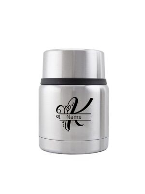 Kivanta Edelstahl Isolierbehälter 450 ml mit Becher | Monogramm "Romantik" (inkl. Personalisierung)