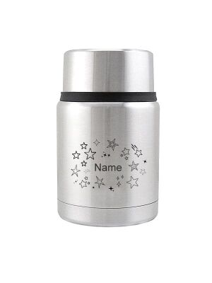 Kivanta Edelstahl Isolierbehälter 450 ml mit Becher | Sterne (Motiv personalisierbar)