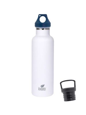 Kivanta 700 ml Isolierflasche (weiß) inkl. Loop Verschluss (marine) + GRATIS Infuser Cap 